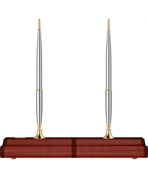 Scrikss Masa Takımı Mat Sapeli Ağacı 17 Dolma Kalem - Tükenmez Kalem Gold Krom