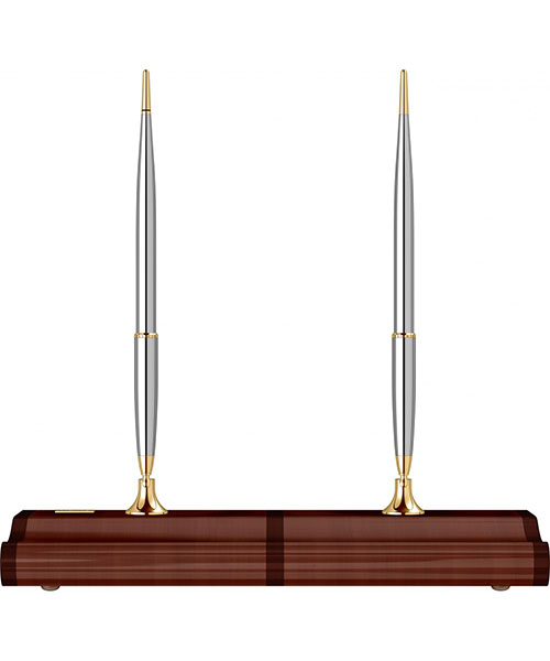 Scrikss Masa Takımı Parlak Ceviz Ağacı 17 Dolma Kalem - Tükenmez Kalem Gold Krom