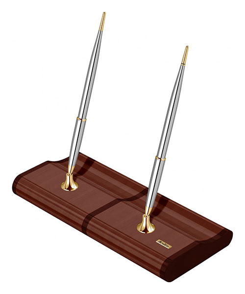 Scrikss Masa Takımı Parlak Ceviz Ağacı 17 Dolma Kalem - Tükenmez Kalem Gold Krom