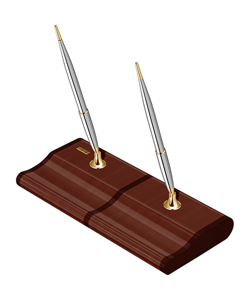 Scrikss Masa Takımı Parlak Ceviz Ağacı 17 Dolma Kalem - Tükenmez Kalem Gold Krom