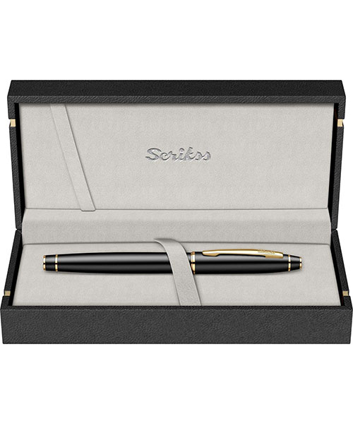 Scrikss Noble 35 Dolma Kalem Mat Siyah Altın B Uç