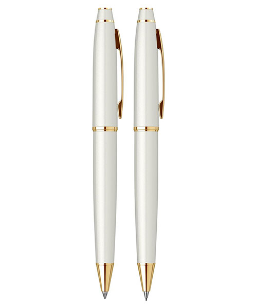 Scrikss Noble 35 Tükenmez Kalem - Versatil İkili Set Beyaz Altın