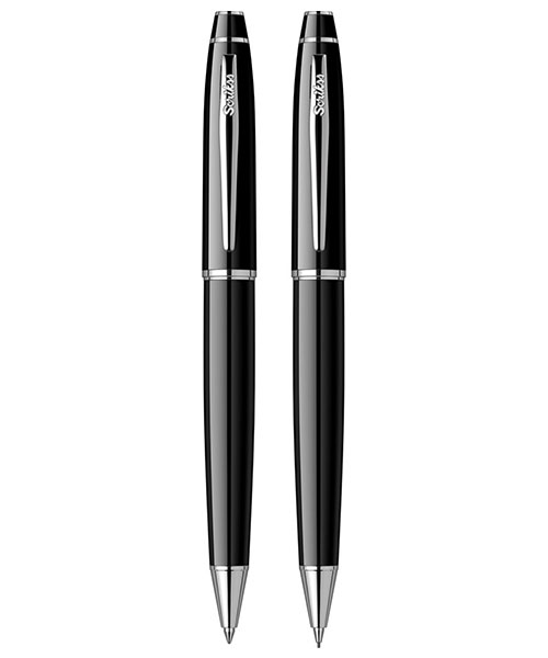 Scrikss Noble 35 Tükenmez Kalem - Versatil İkili Set Siyah