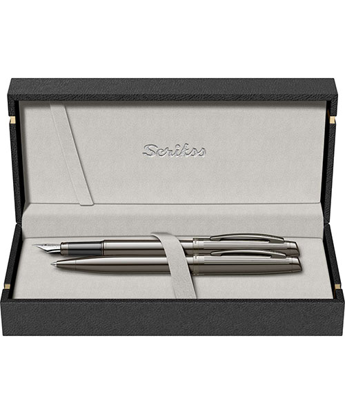 Scrikss Oscar 39 Dolma Kalem - Tükenmez Kalem  İkili Set Titanyum