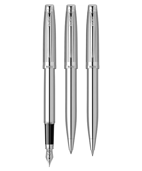 Scrikss Oscar 39 Dolma Kalem - Tükenmez Kalem - Versatil Üçlü Set Krom