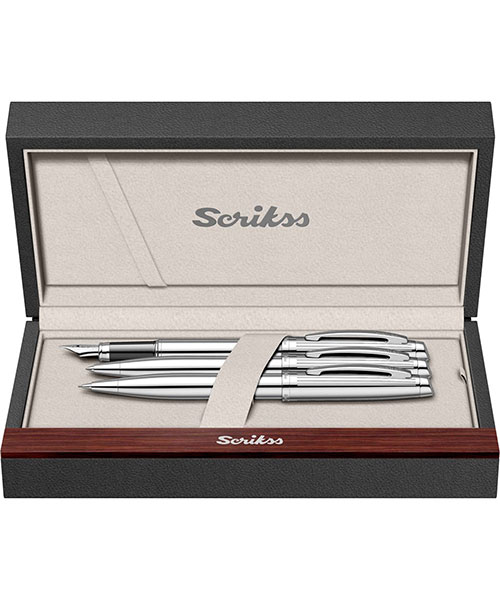 Scrikss Oscar 39 Dolma Kalem - Tükenmez Kalem - Versatil Üçlü Set Krom