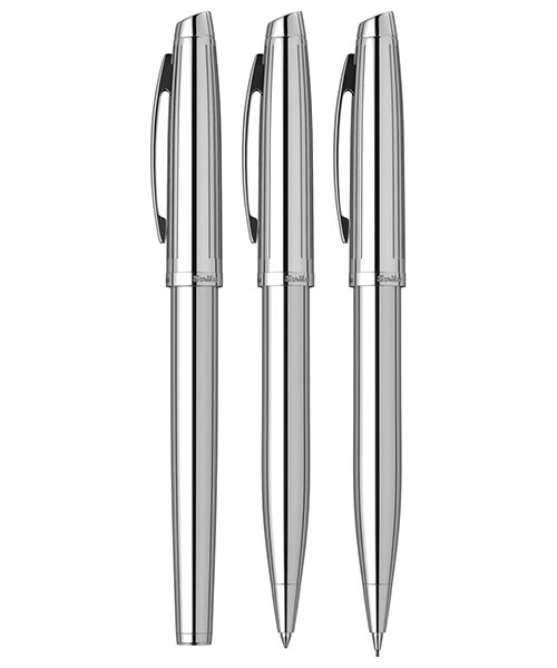 Scrikss Oscar 39 Dolma Kalem - Tükenmez Kalem - Versatil Üçlü Set Krom