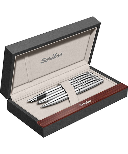 Scrikss Oscar 39 Dolma Kalem - Tükenmez Kalem - Versatil Üçlü Set Krom