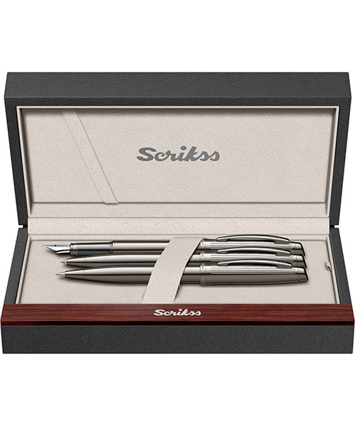 Scrikss Oscar 39 Dolma Kalem - Tükenmez Kalem - Versatil Üçlü Set Titanyum