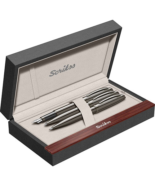 Scrikss Oscar 39 Dolma Kalem - Tükenmez Kalem - Versatil Üçlü Set Titanyum