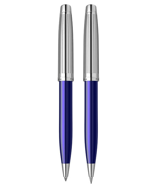 Scrikss Oscar 39 Tükenmez Kalem - Versatil İkili Set Lacivert Krom