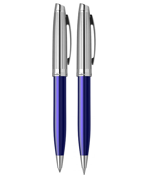 Scrikss Oscar 39 Tükenmez Kalem - Versatil İkili Set Lacivert Krom