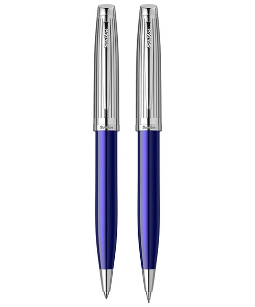 Scrikss Oscar 39 Tükenmez Kalem - Versatil İkili Set Lacivert Krom