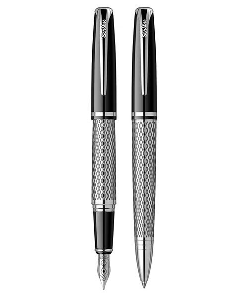 Scrikss Pera 477 Dolma Kalem - Tükenmez Kalem Takım Siyah Krom M Uç