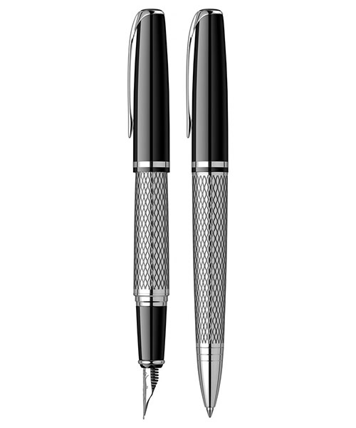 Scrikss Pera 477 Dolma Kalem - Tükenmez Kalem Takım Siyah Krom M Uç