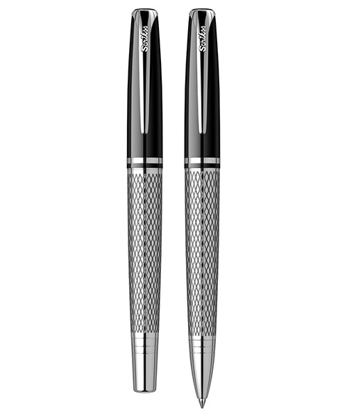 Scrikss Pera 477 Dolma Kalem - Tükenmez Kalem Takım Siyah Krom M Uç