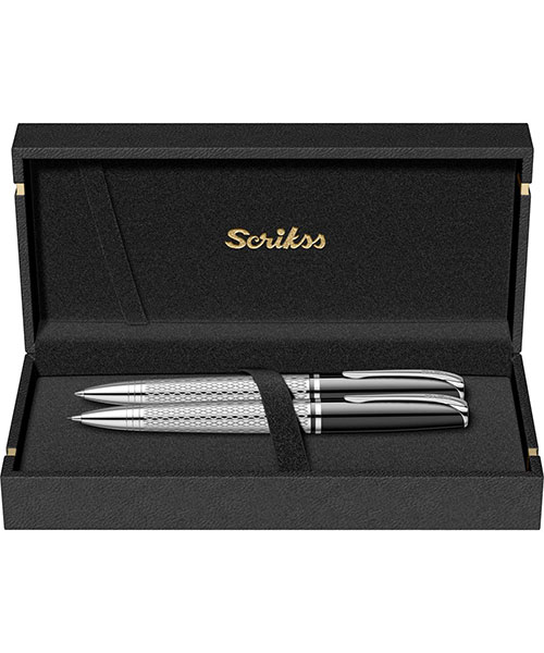 Scrikss Pera 477 Tükenmez - Mekanik Kurşun Kalem Takım Siyah Krom