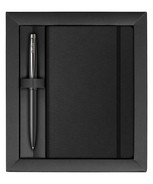 Scrikss Sıvama Kalın Kapak Defter A6 Siyah & 108 Prestige Mat Siyah Tükenmez Kalem