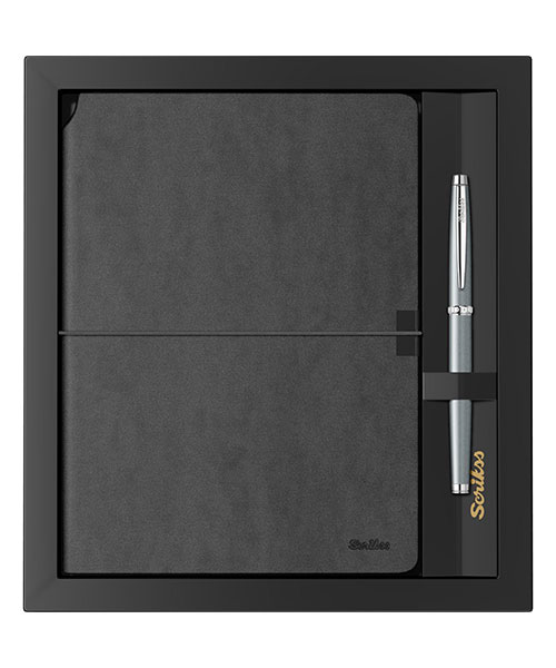 Scrikss Sd600-1 Verona Siyah A5 Defter & 800 Roller Gri Set