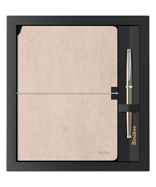 Scrikss Sd600-12 Verona Bej A5 Defter & 800 Titanyum Krom Set