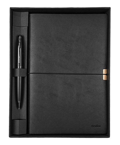 Scrikss Sd700-1 Premium Defter Toledo A5 Siyah & 88 Tükenmez Mat Siyah Set