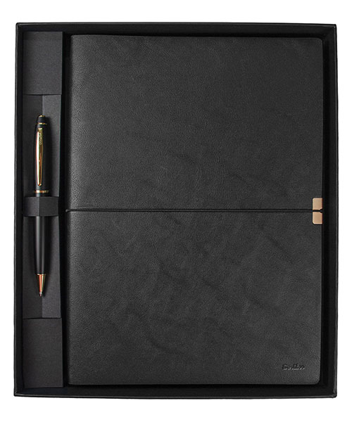 Scrikss Sd700-B1 Premium Defter Toledo B5 Siyah & 35 Tükenmez Mat Siyah Altın Set