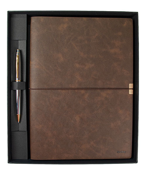 Scrikss Sd700-B2 Premium Defter Toledo B5 Kahverengi & 35 Tükenmez Gold Krom Set