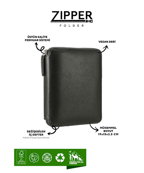 Victoria Journals Zipper Folder Organizer Defter 123-0292
