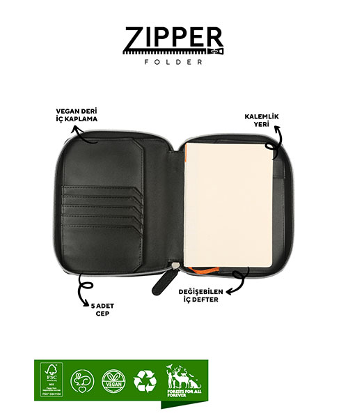 Victoria Journals Zipper Folder Organizer Defter 123-0292