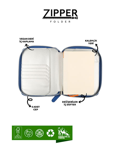 Victoria Journals Zipper Folder Organizer Defter 123-0293