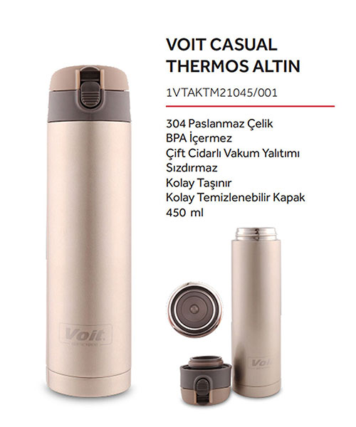Voit Casual Thermos 450Ml Altın