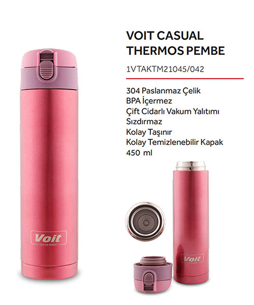 Voit Casual Thermos 450Ml Pembe