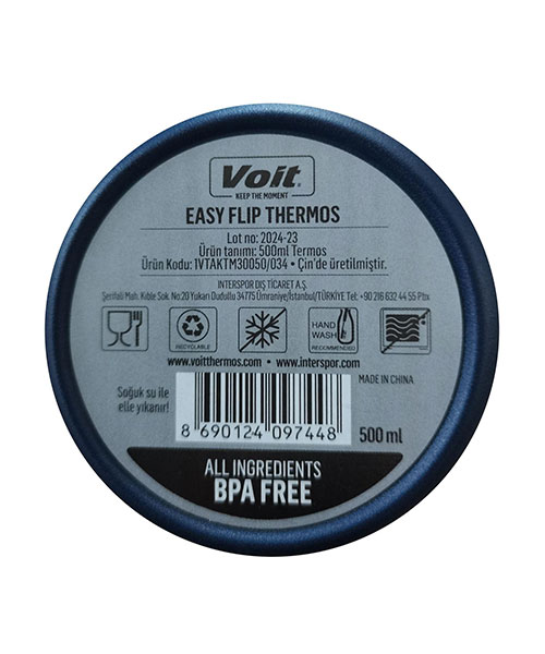 Voit Easy Flip Thermos 500 Ml Termos Mavi