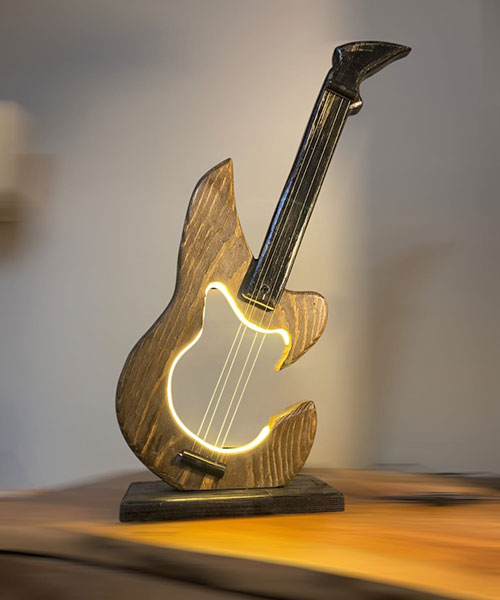 Woodbook Abajur Neon Gitar
