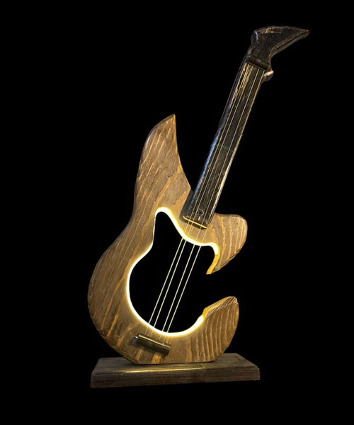 Woodbook Abajur Neon Gitar